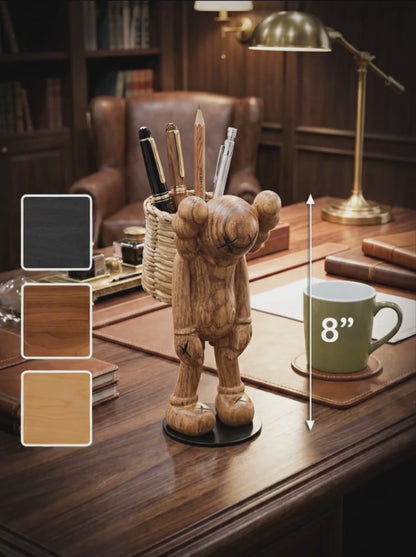 8" Handcrafted Pen Holder Figure - Modern Art Desk Organizer