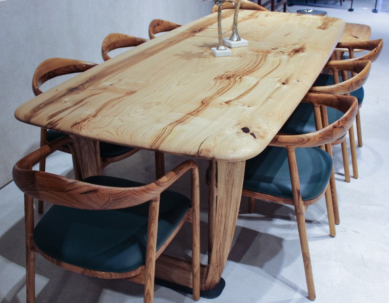 rustic chestnut wood dining room table