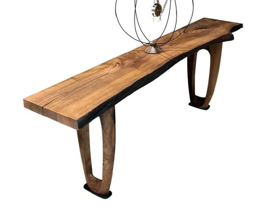 rustic console sofa table made of walnut