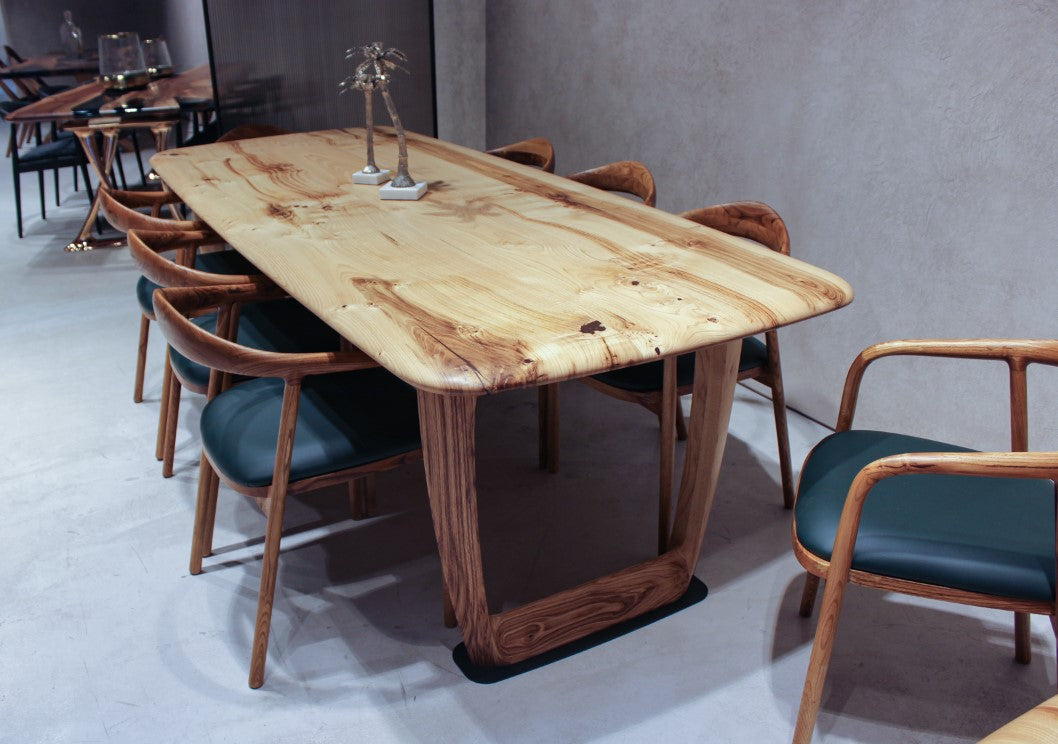 solid chestnut wood table with chestnut chairs