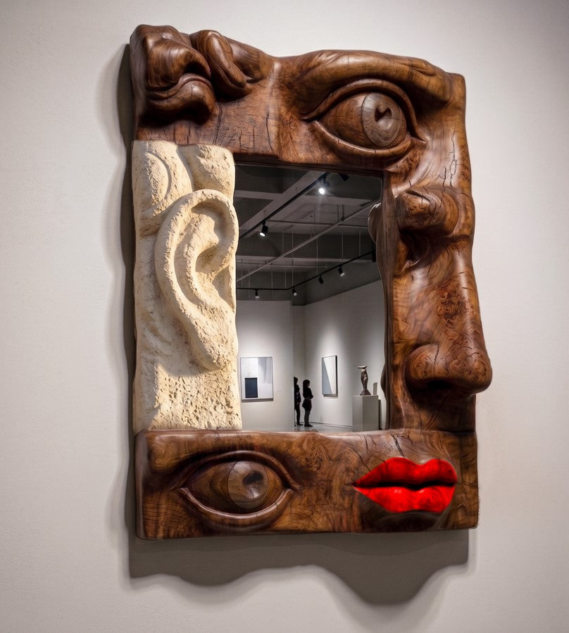 Wooden Face Mirror Gizz