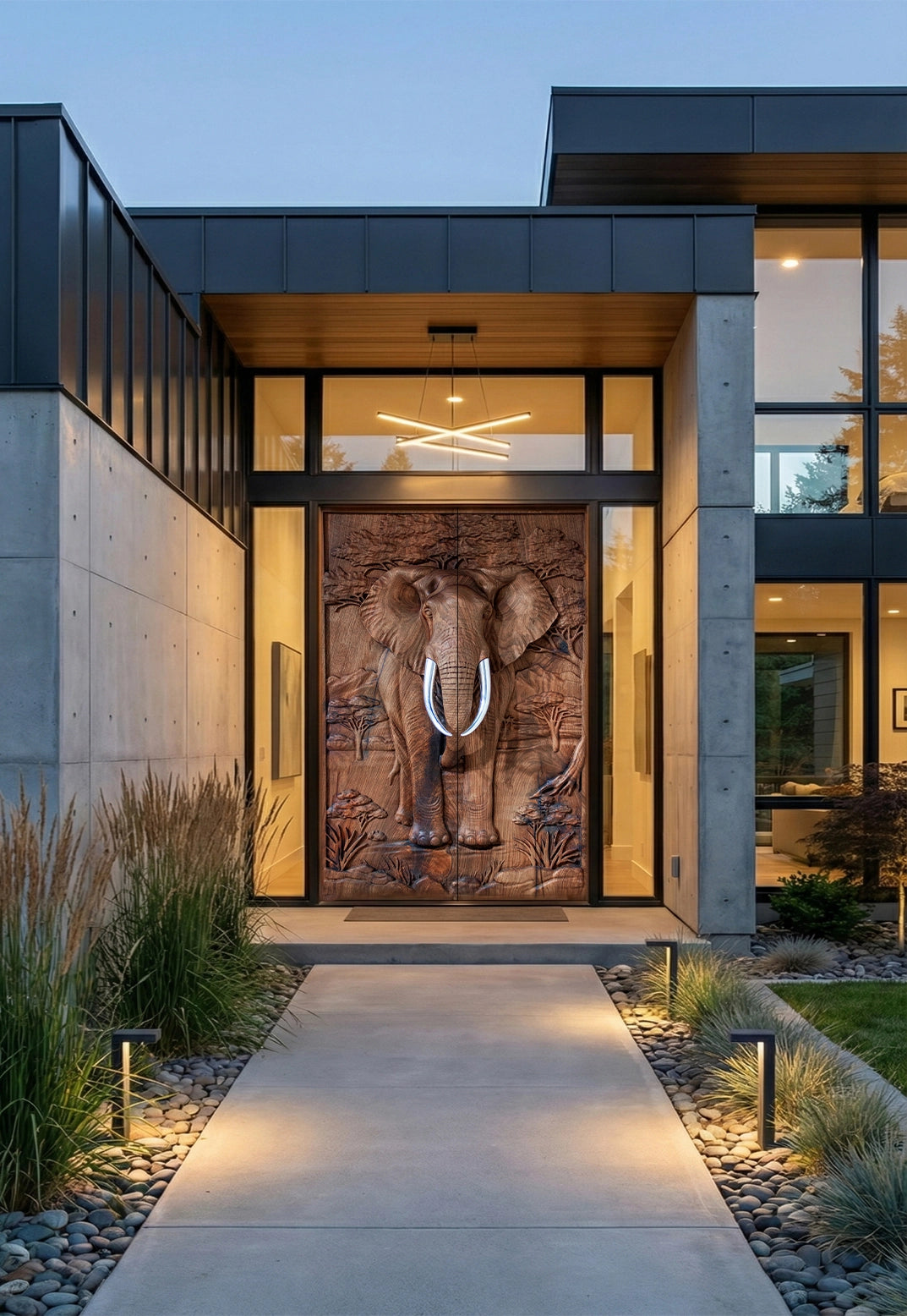 Elephant Sculptural Walnut Double Door Gizz