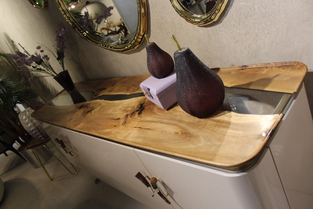 walnut resin credenza top